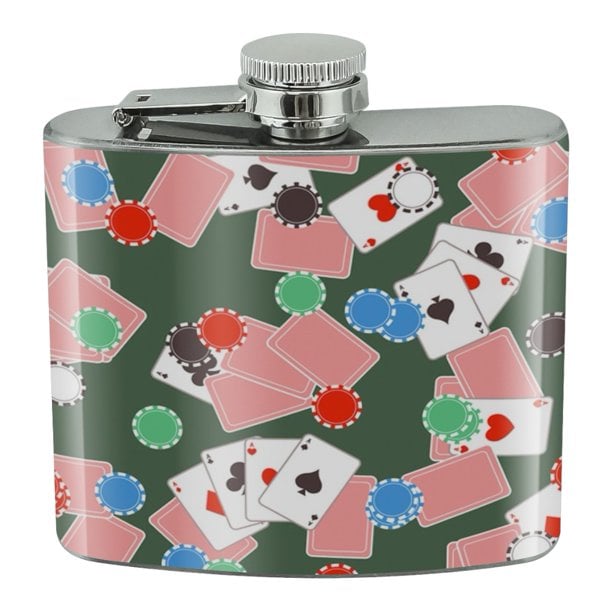 Casino pattern hip flask