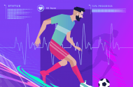 Cartoon man playing football